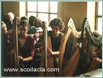 Harfenspieler in der Scoil Acla, Achill Island